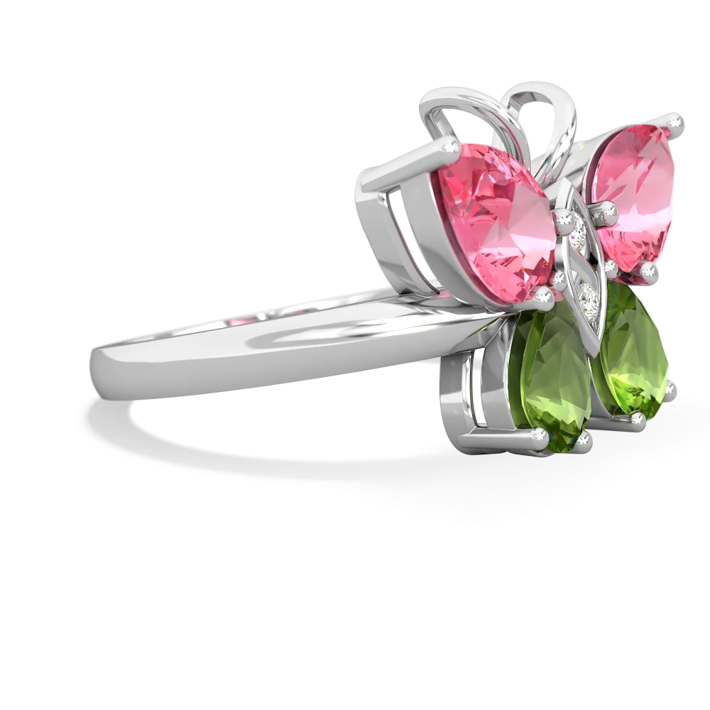 Lab Pink Sapphire Butterfly 14K White Gold ring R2215