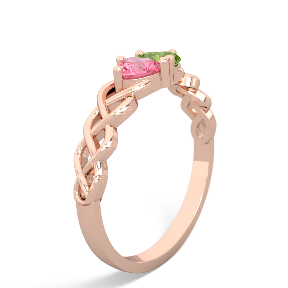 Lab Pink Sapphire Heart To Heart Braid 14K Rose Gold ring R5870