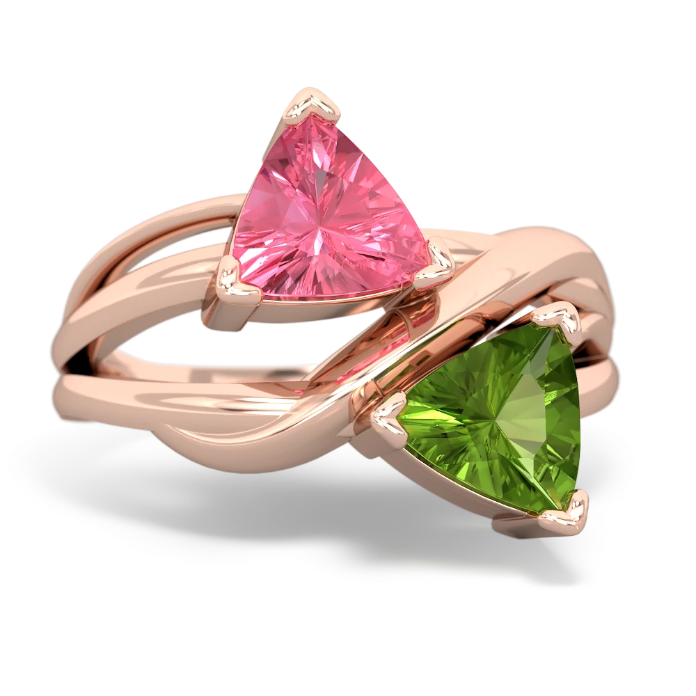 Lab Pink Sapphire Split Band Swirl 14K Rose Gold ring R2341