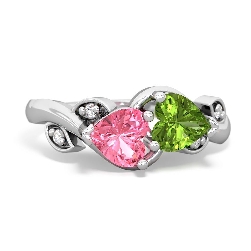 Lab Pink Sapphire Floral Elegance 14K White Gold ring R5790