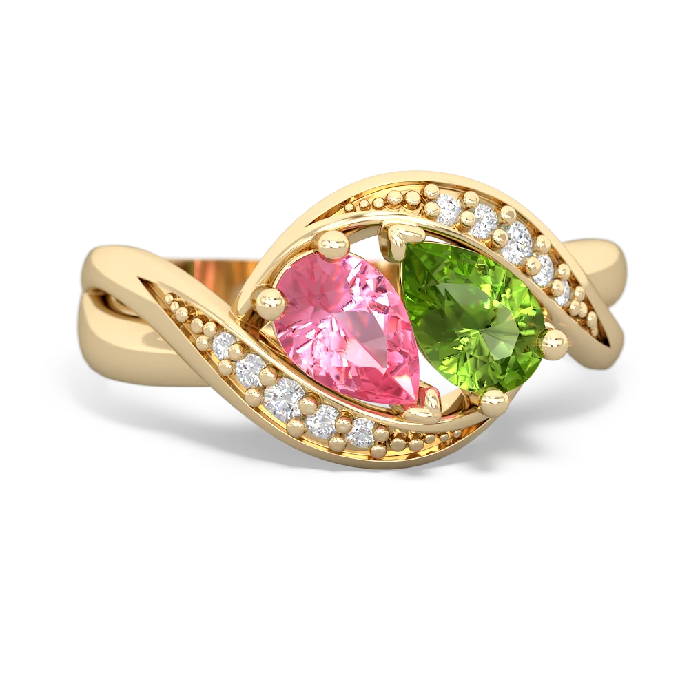 Lab Pink Sapphire Summer Winds 14K Yellow Gold ring R5342