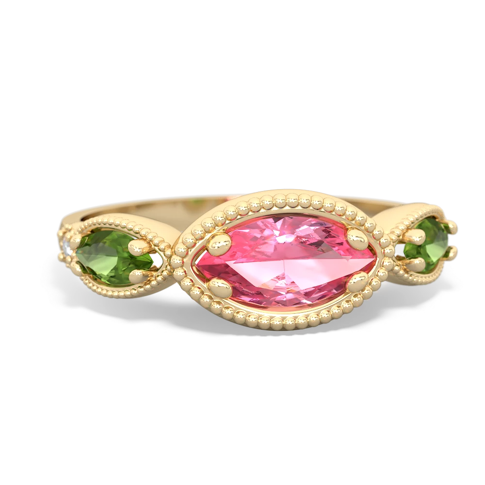 Lab Pink Sapphire Milgrain Marquise 14K Yellow Gold ring R5700