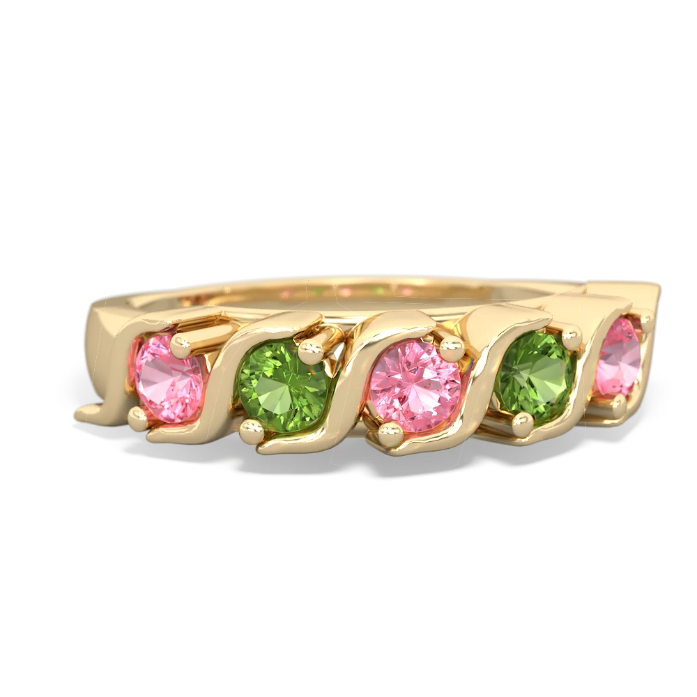 Lab Pink Sapphire Anniversary Band 14K Yellow Gold ring R2089