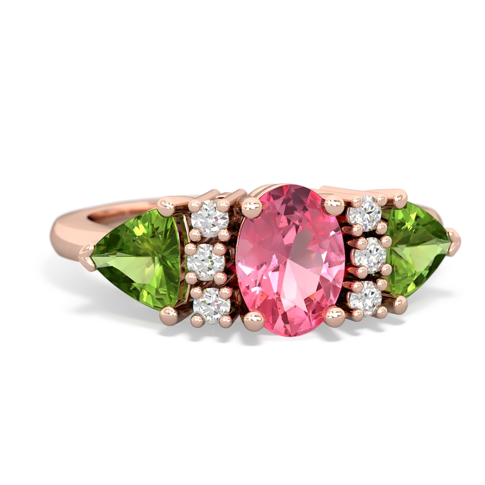 Lab Pink Sapphire Antique Style Three Stone 14K Rose Gold ring R2186