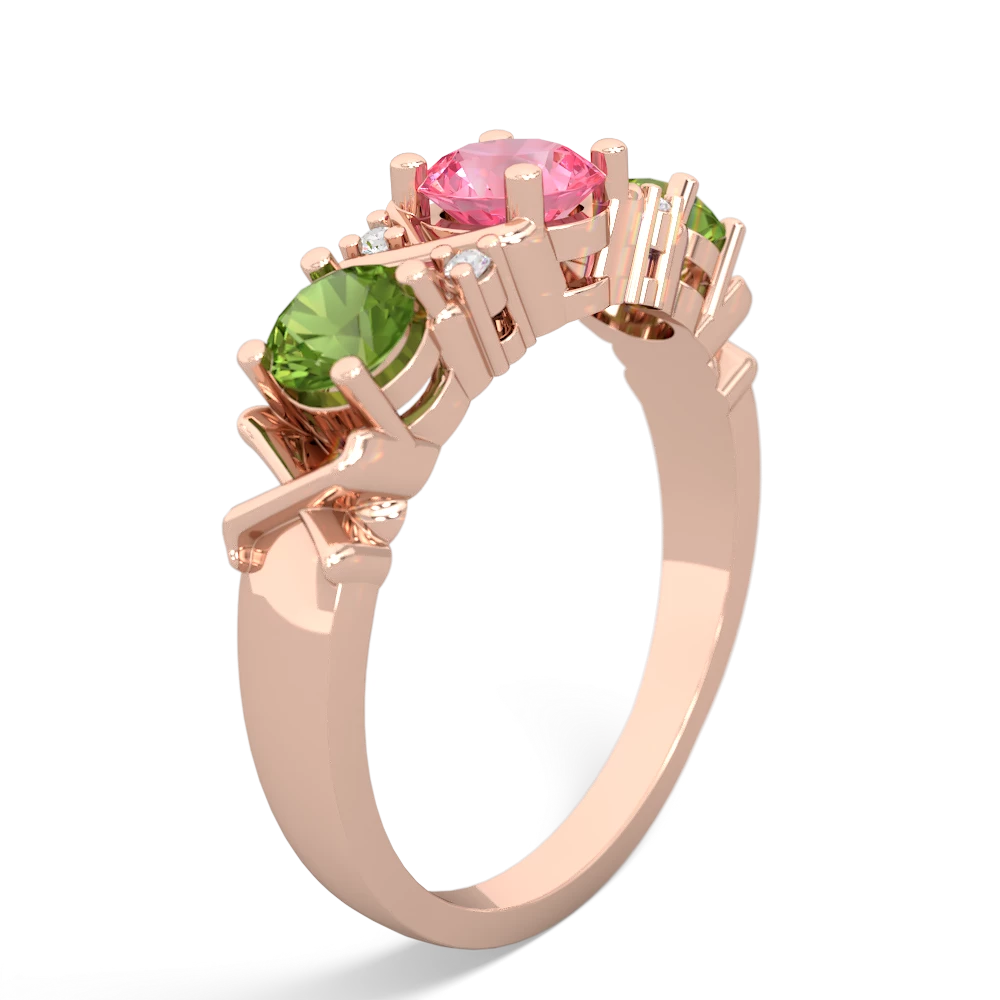 Lab Pink Sapphire Hugs And Kisses 14K Rose Gold ring R5016