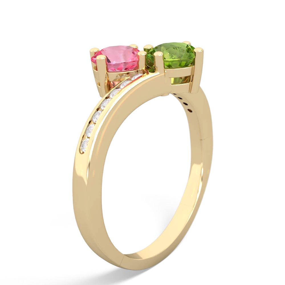 Lab Pink Sapphire Channel Set Two Stone 14K Yellow Gold ring R5303