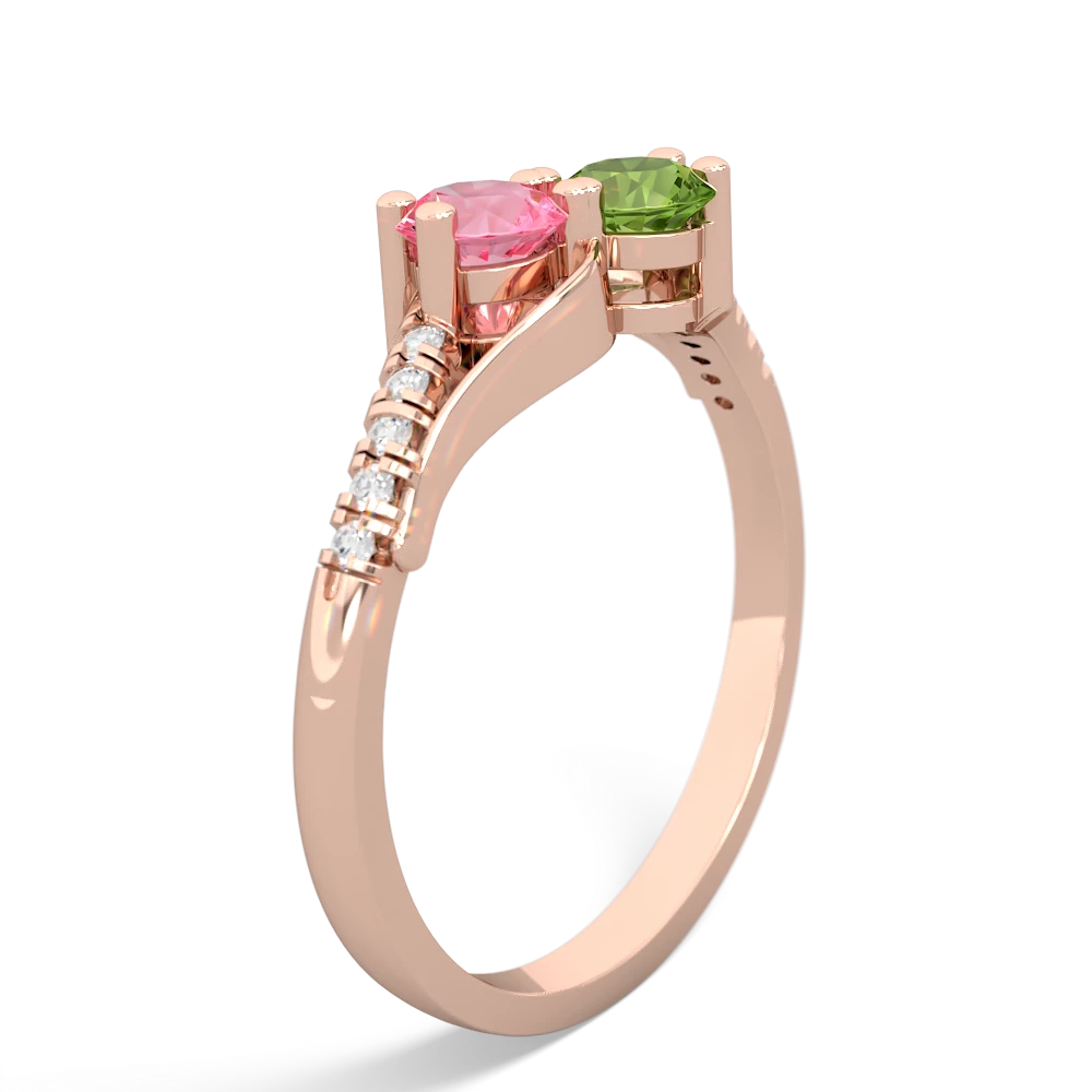 Lab Pink Sapphire Infinity Pave Two Stone 14K Rose Gold ring R5285