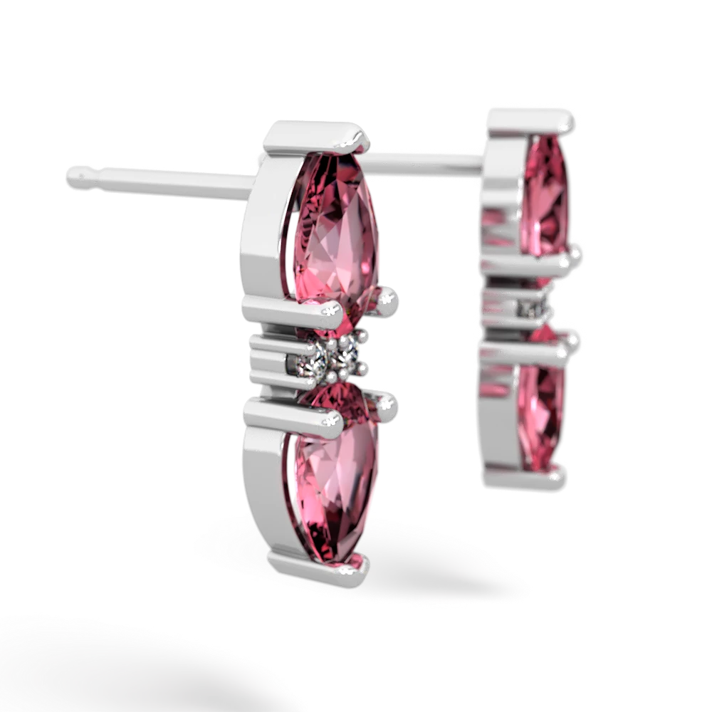 Lab Pink Sapphire Bowtie Drop 14K White Gold earrings E0865