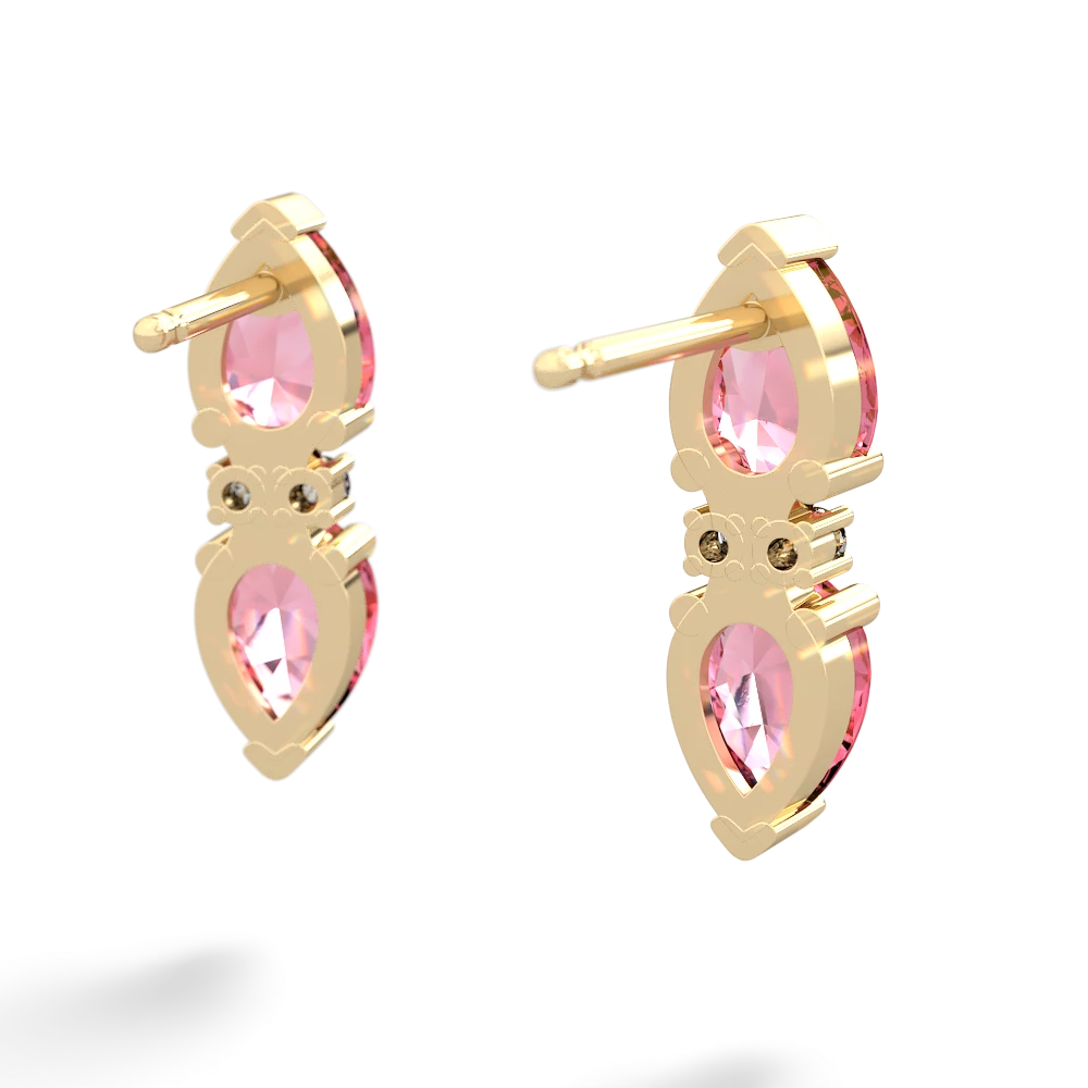 Lab Pink Sapphire Bowtie Drop 14K Yellow Gold earrings E0865