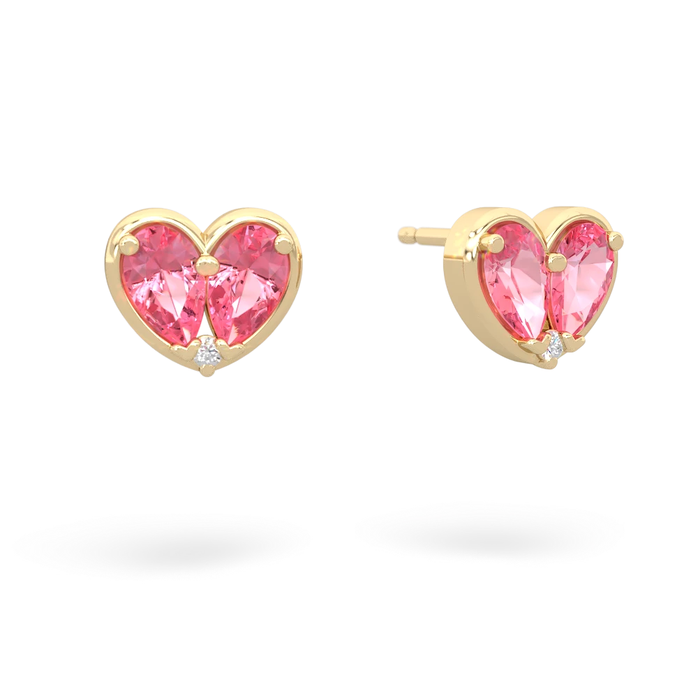 Lab Pink Sapphire 'Our Heart' 14K Yellow Gold earrings E5072