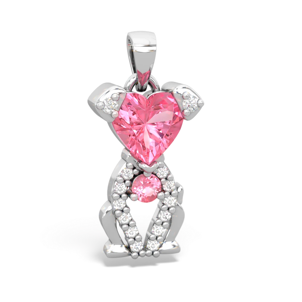 Lab Pink Sapphire Puppy Love 14K White Gold pendant P5800