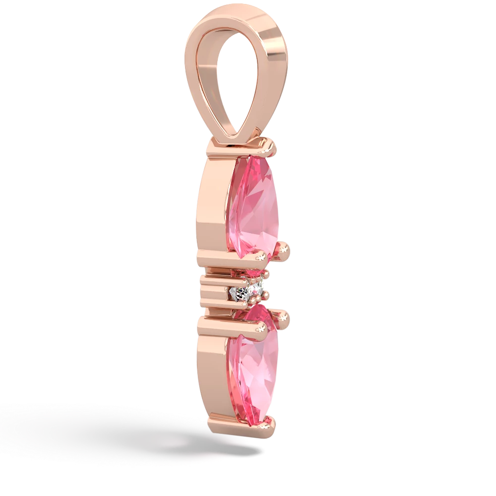 Lab Pink Sapphire Bowtie Drop 14K Rose Gold pendant P0865