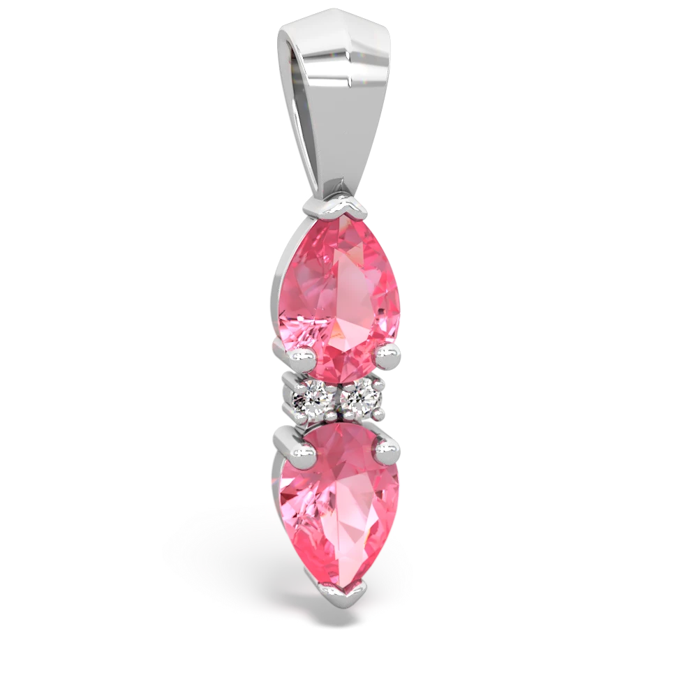 Lab Pink Sapphire Bowtie Drop 14K White Gold pendant P0865