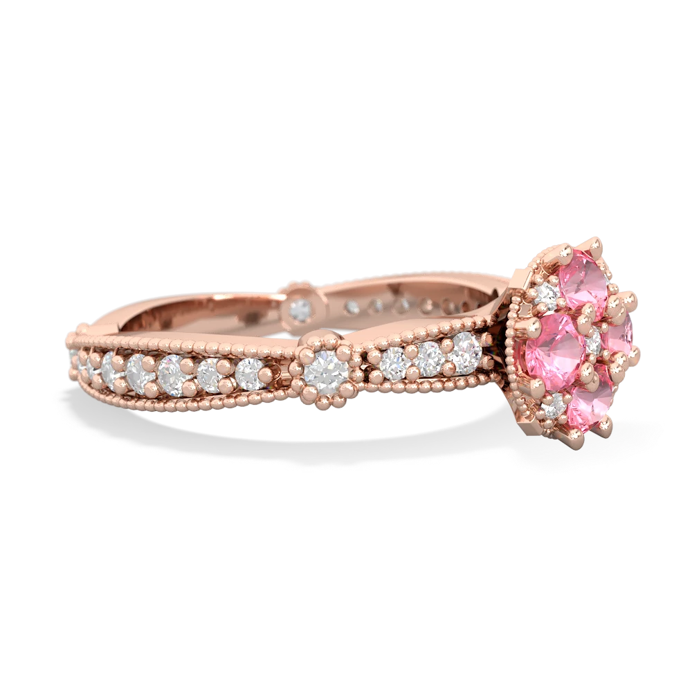 Lab Pink Sapphire Sparkling Tiara Cluster 14K Rose Gold ring R26293RD