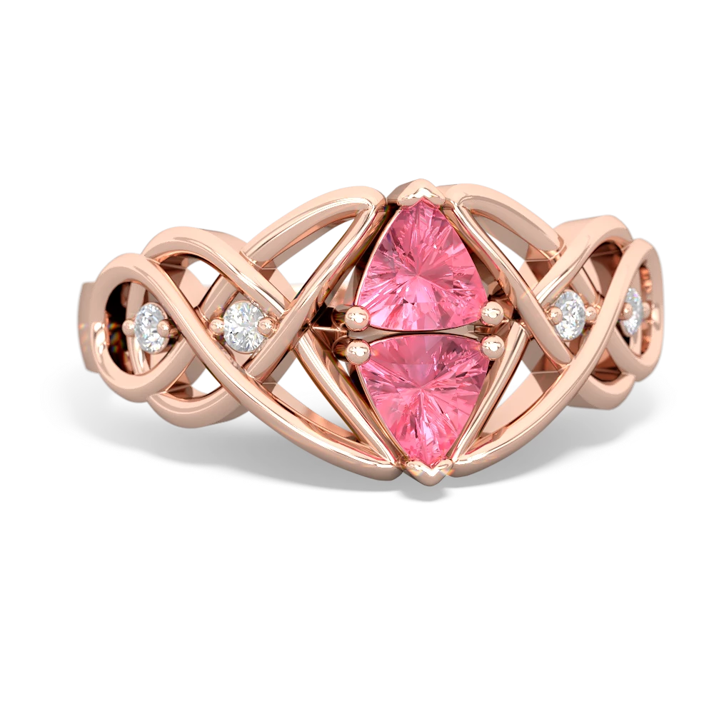 Lab Pink Sapphire Keepsake Celtic Knot 14K Rose Gold ring R5300