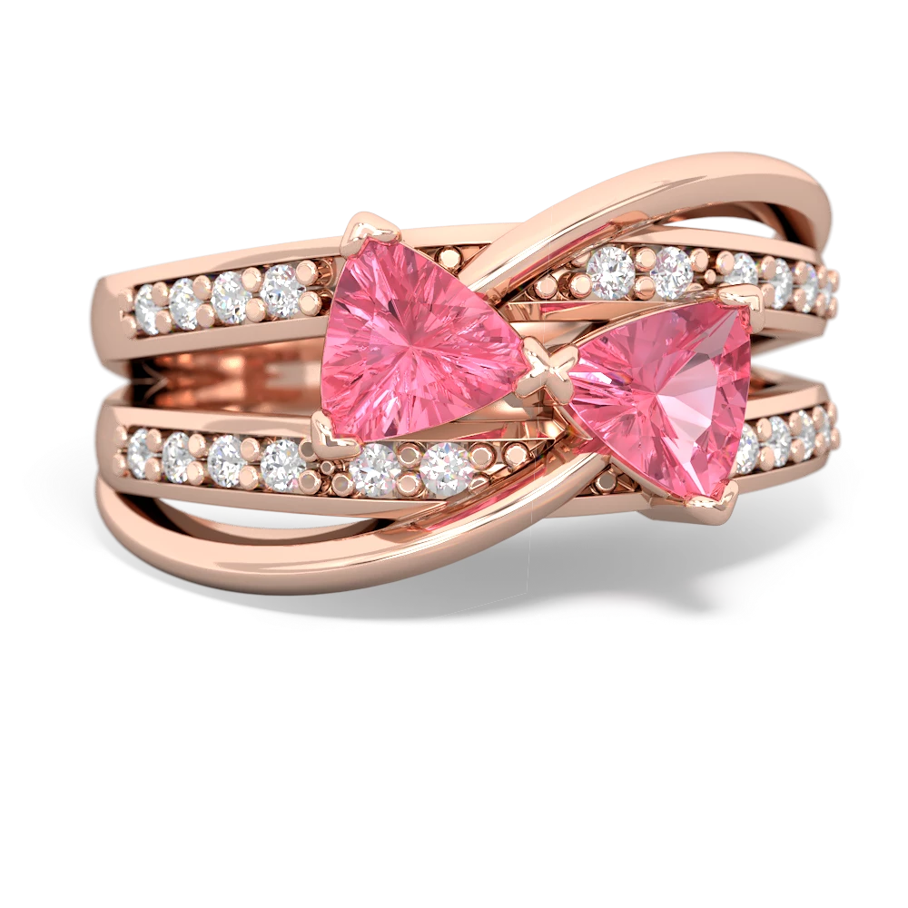 Lab Pink Sapphire Bowtie 14K Rose Gold ring R2360