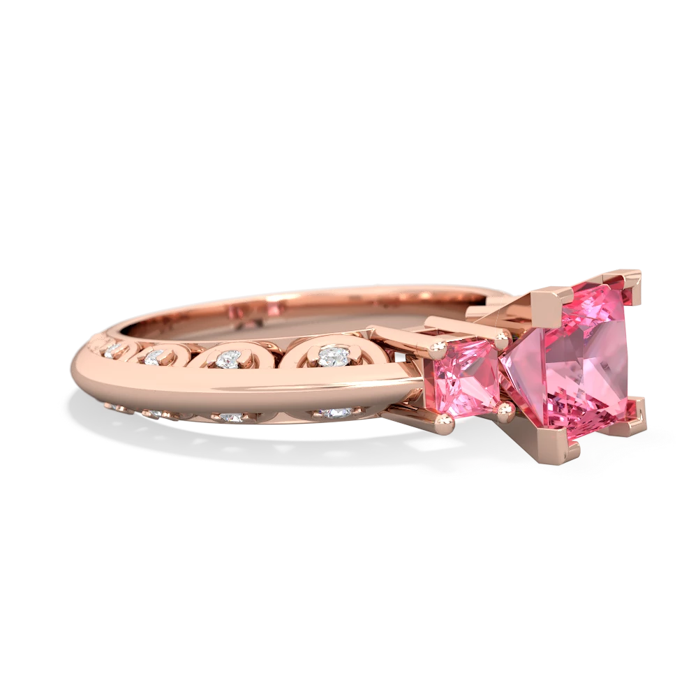 Pink Tourmaline Eternal Embrace Engagement 14K Rose Gold ring C2001