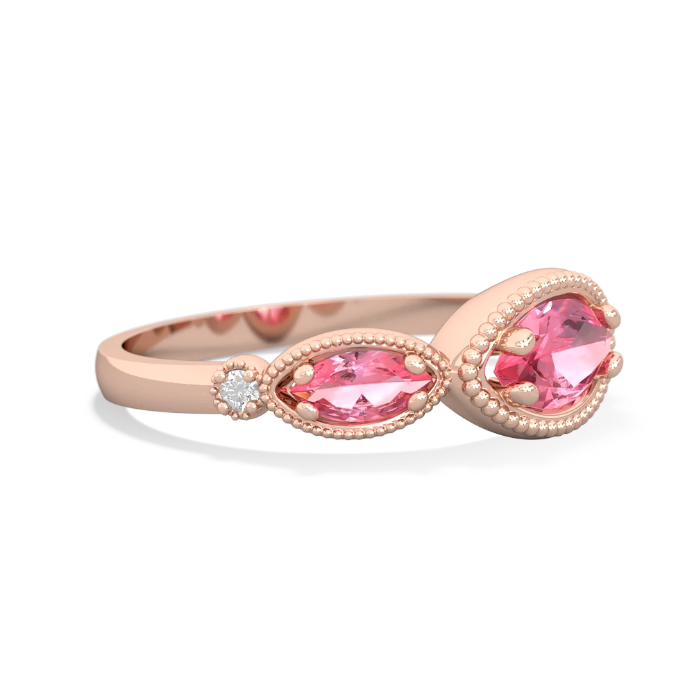 Lab Ruby Milgrain Marquise 14K Rose Gold ring R5700