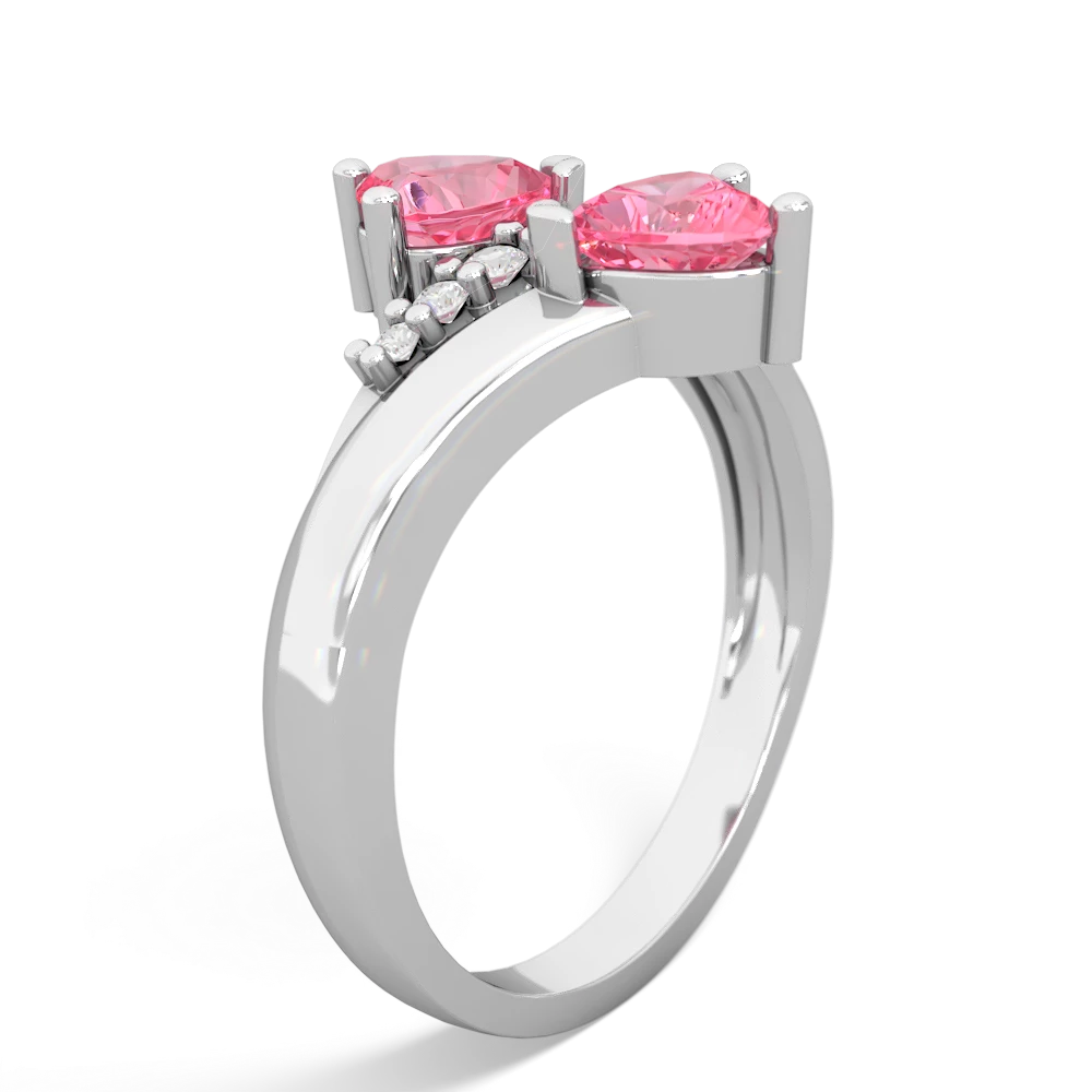 Lab Pink Sapphire Heart To Heart 14K White Gold ring R2064