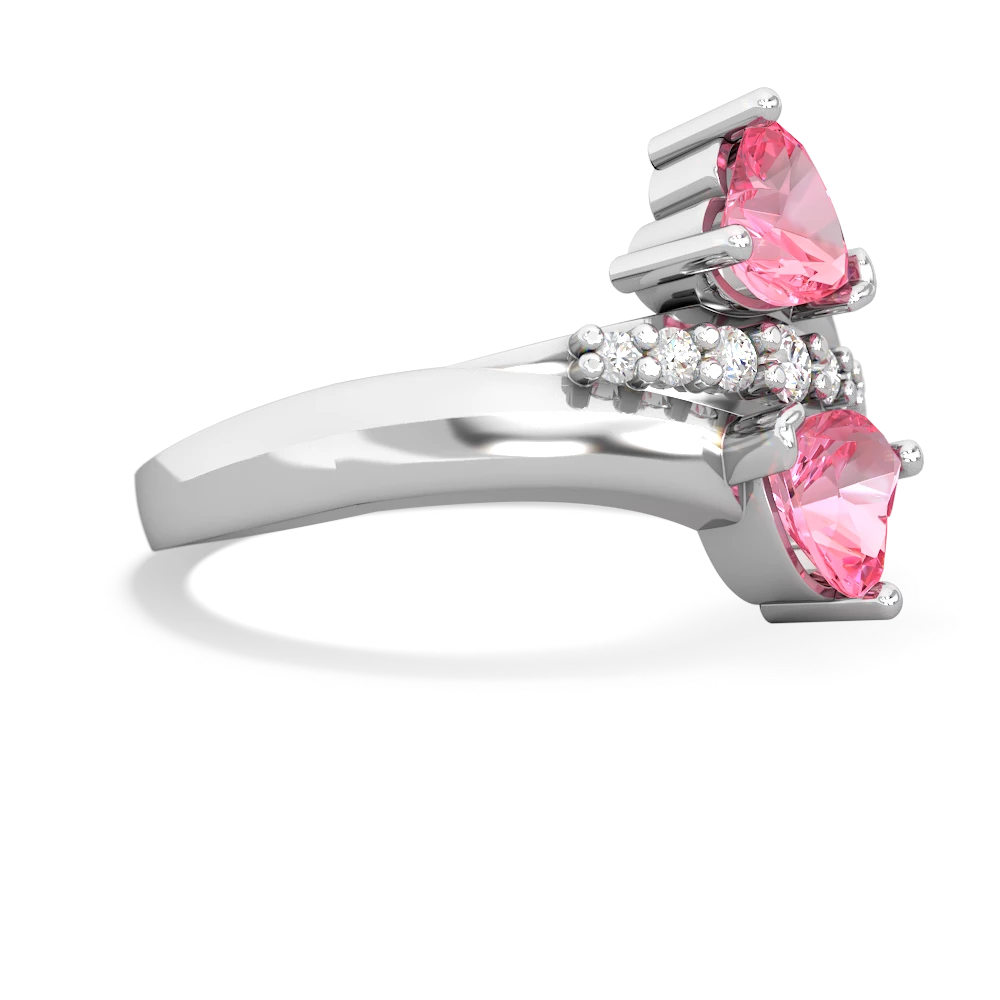 Lab Pink Sapphire Heart To Heart 14K White Gold ring R2064