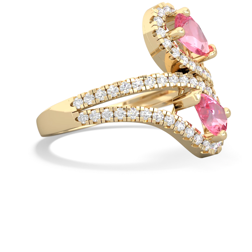 Lab Pink Sapphire Diamond Dazzler 14K Yellow Gold ring R3000