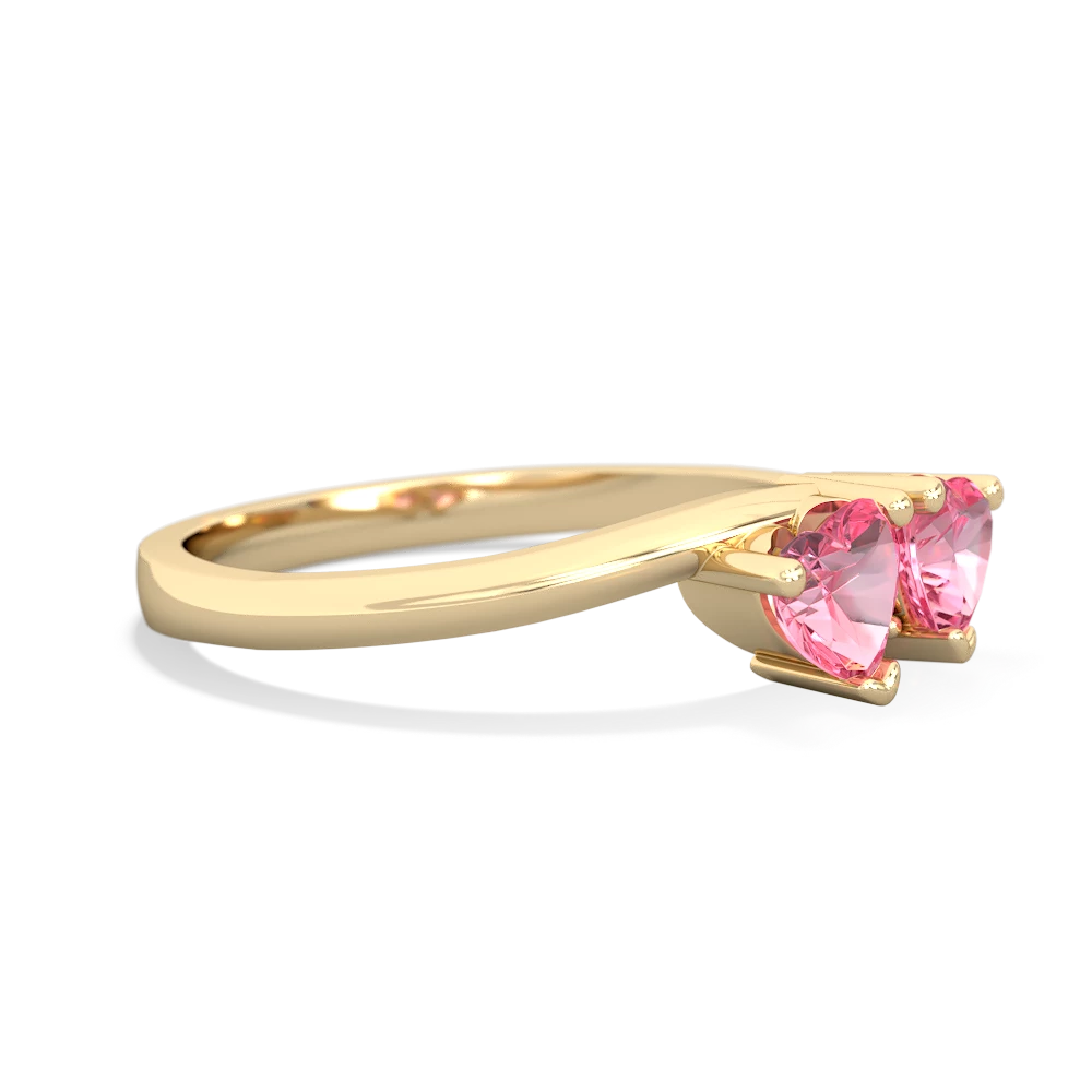 Lab Pink Sapphire Sweethearts 14K Yellow Gold ring R5260