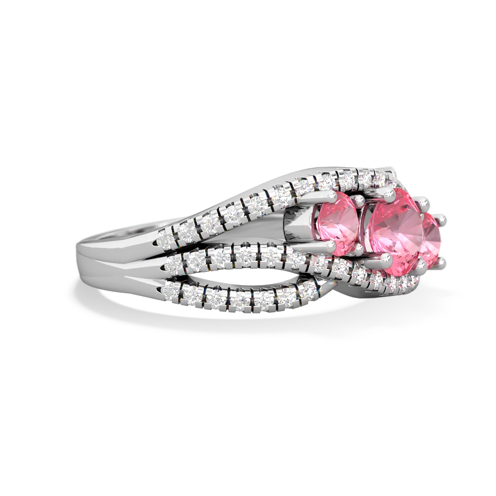 Pink Tourmaline Three Stone Aurora 14K White Gold ring R3080