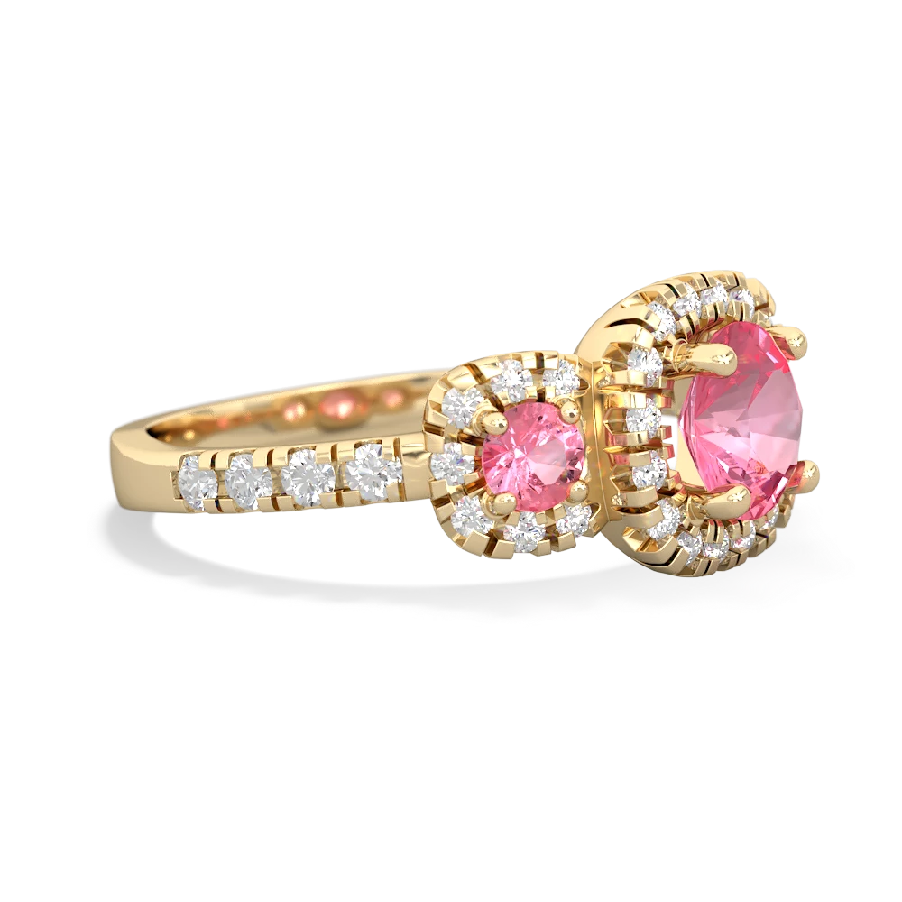 Lab Ruby Regal Halo 14K Yellow Gold ring R5350