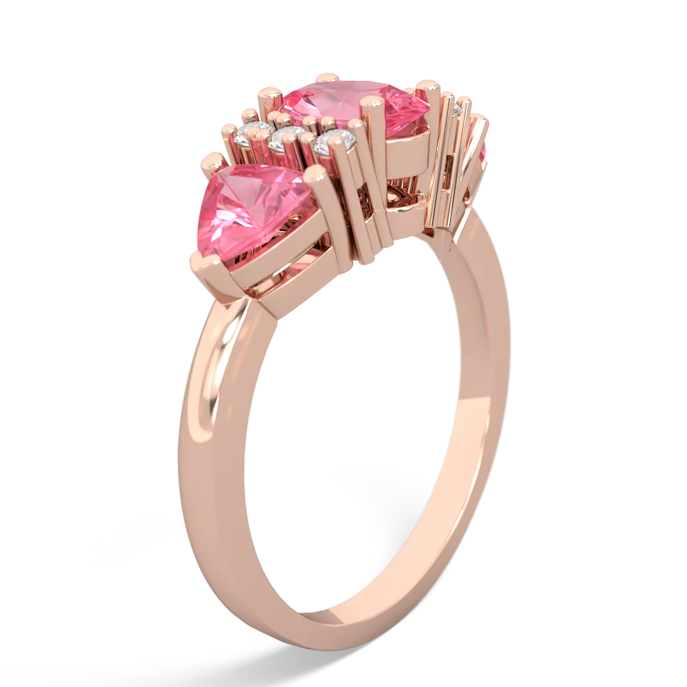 Pink Tourmaline Antique Style Three Stone 14K Rose Gold ring R2186