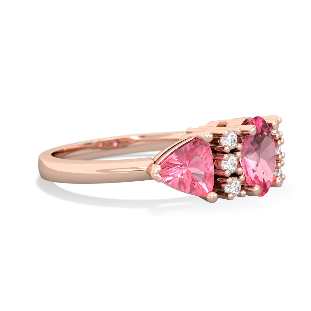 Lab Pink Sapphire Antique Style Three Stone 14K Rose Gold ring R2186