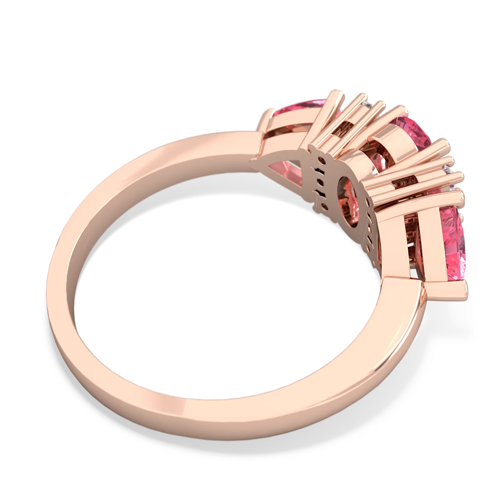 Lab Ruby Antique Style Three Stone 14K Rose Gold ring R2186