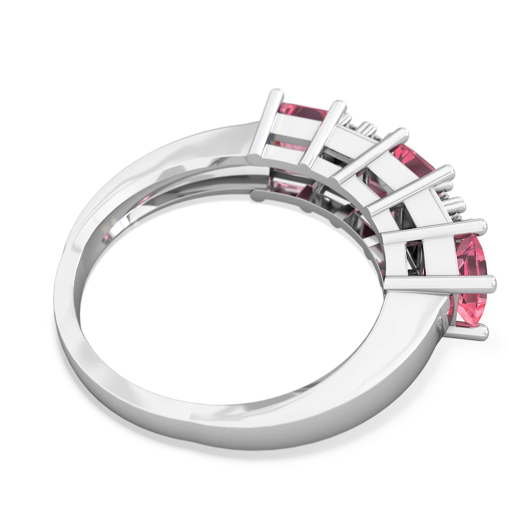 Garnet Three Stone Diamond Cluster 14K White Gold ring R2592