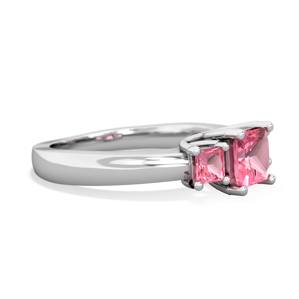 Pink Tourmaline Three Stone Trellis 14K White Gold ring R4015