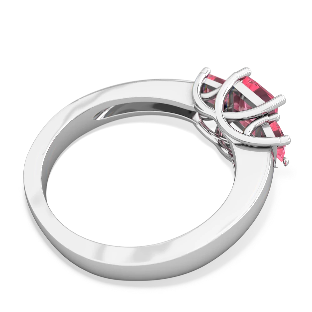 Garnet Three Stone Trellis 14K White Gold ring R4015