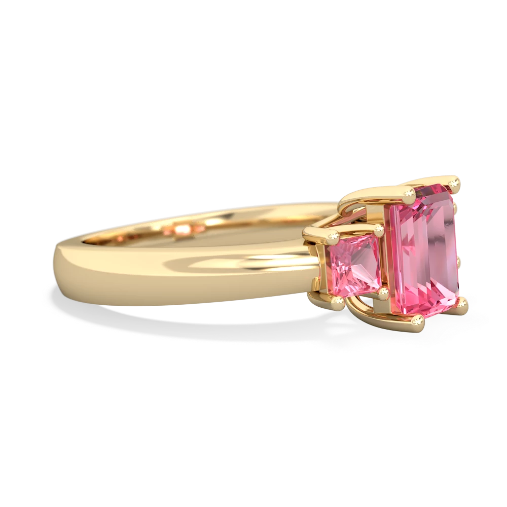 Garnet Three Stone Emerald-Cut Trellis 14K Yellow Gold ring R4021