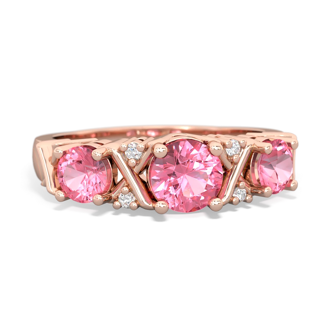 Lab Pink Sapphire Hugs And Kisses 14K Rose Gold ring R5016