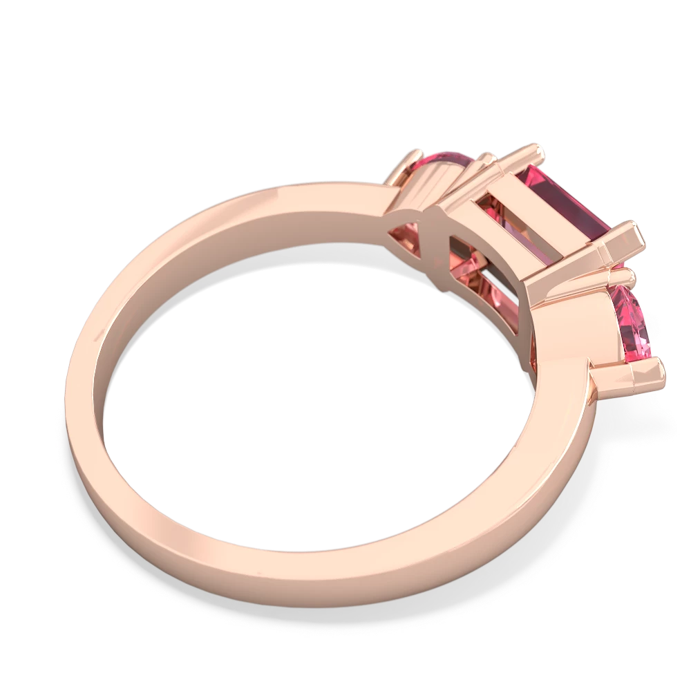 Lab Sapphire Three Stone 14K Rose Gold ring R5235