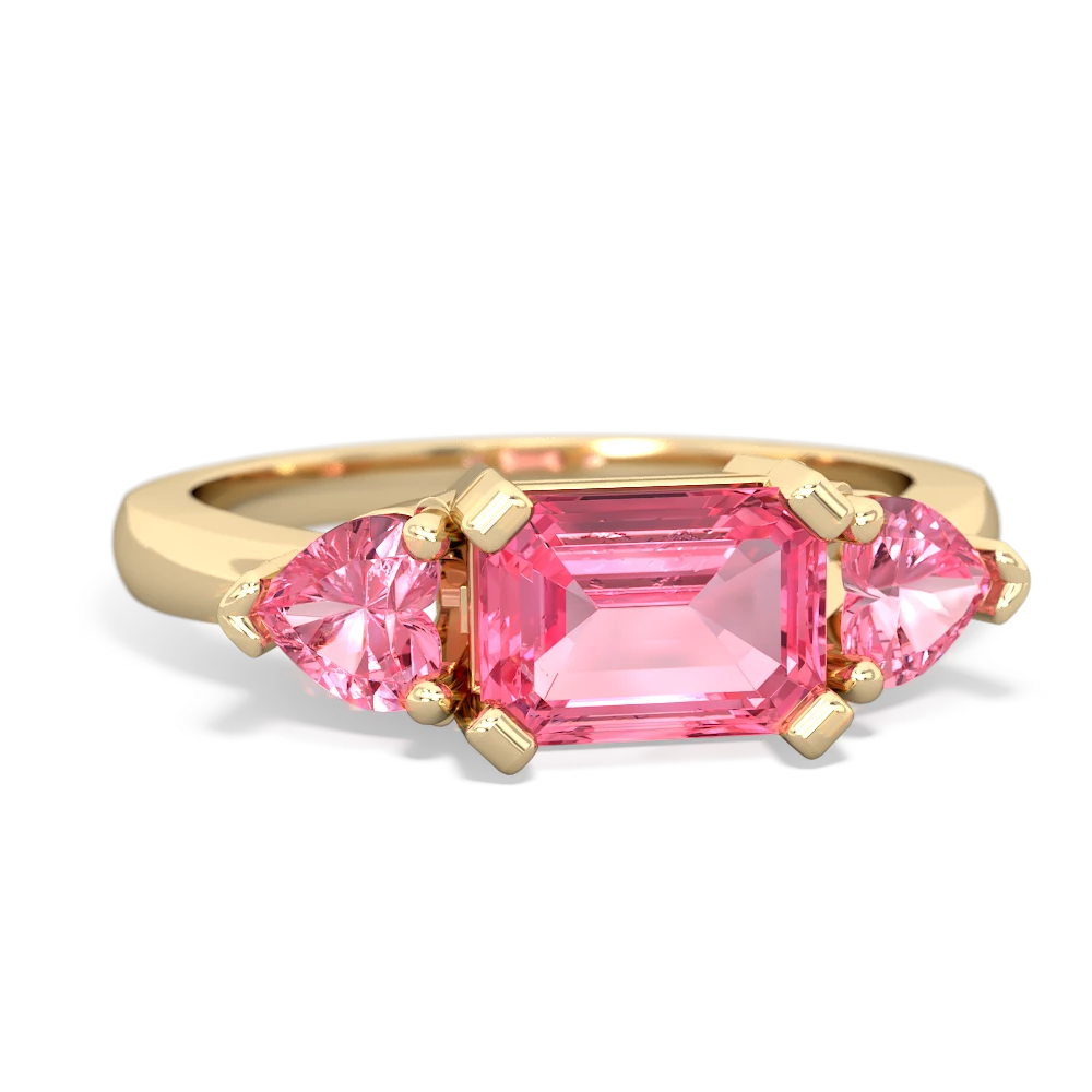 Pink Tourmaline Three Stone 14K Yellow Gold ring R5235