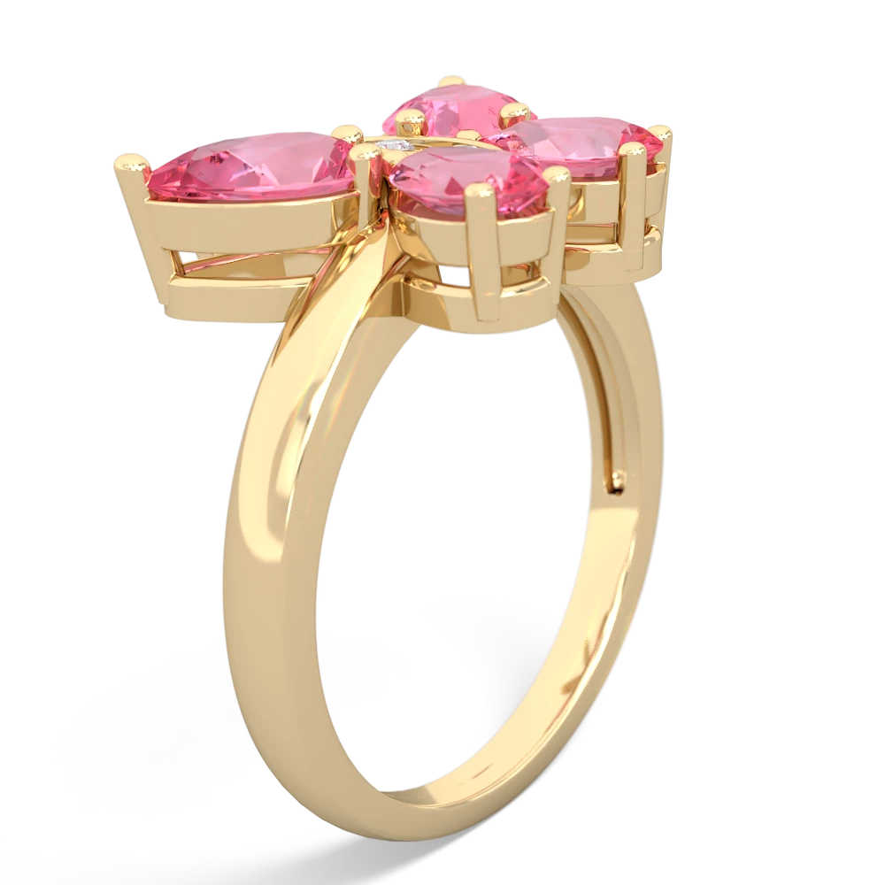 Lab Pink Sapphire Butterfly 14K Yellow Gold ring R2215