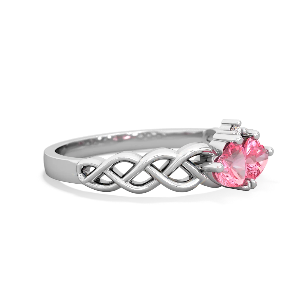 Lab Pink Sapphire Heart To Heart Braid 14K White Gold ring R5870