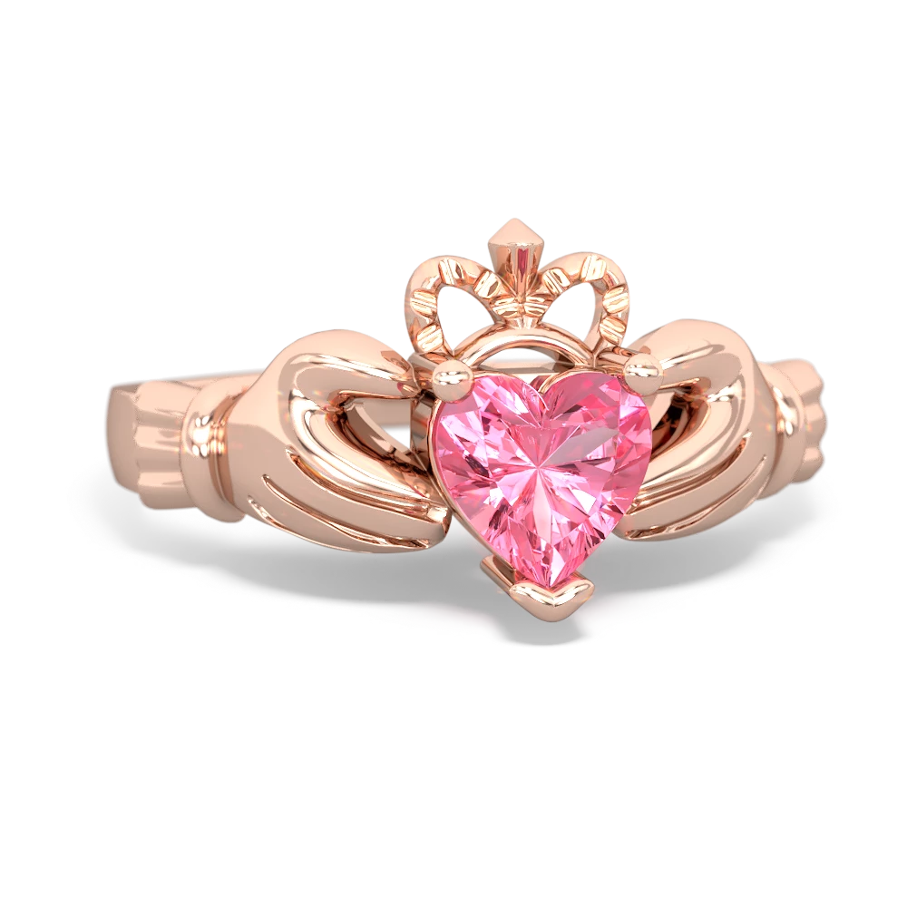 Lab Pink Sapphire Claddagh 14K Rose Gold ring R2370