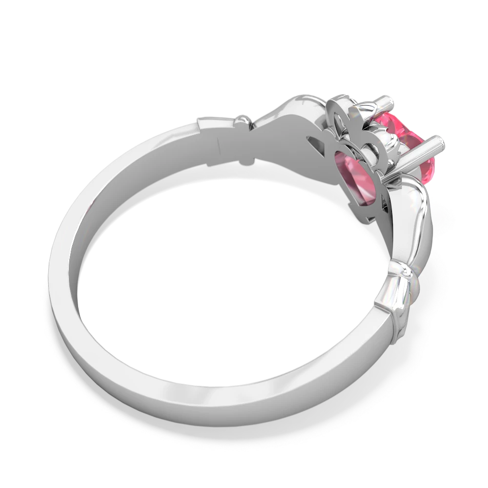 Lab Pink Sapphire Claddagh 14K White Gold ring R2370