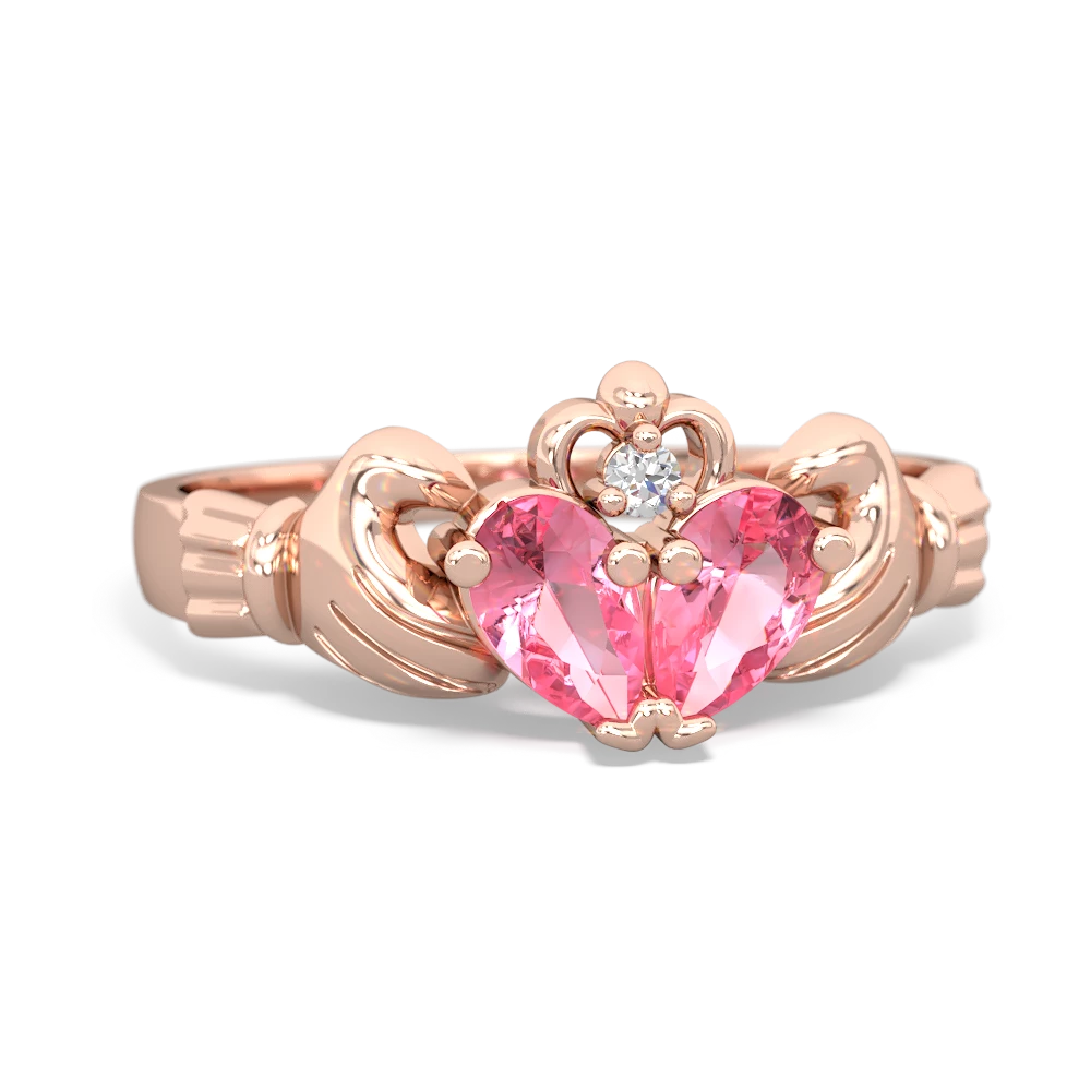 Lab Pink Sapphire 'Our Heart' Claddagh 14K Rose Gold ring R2388