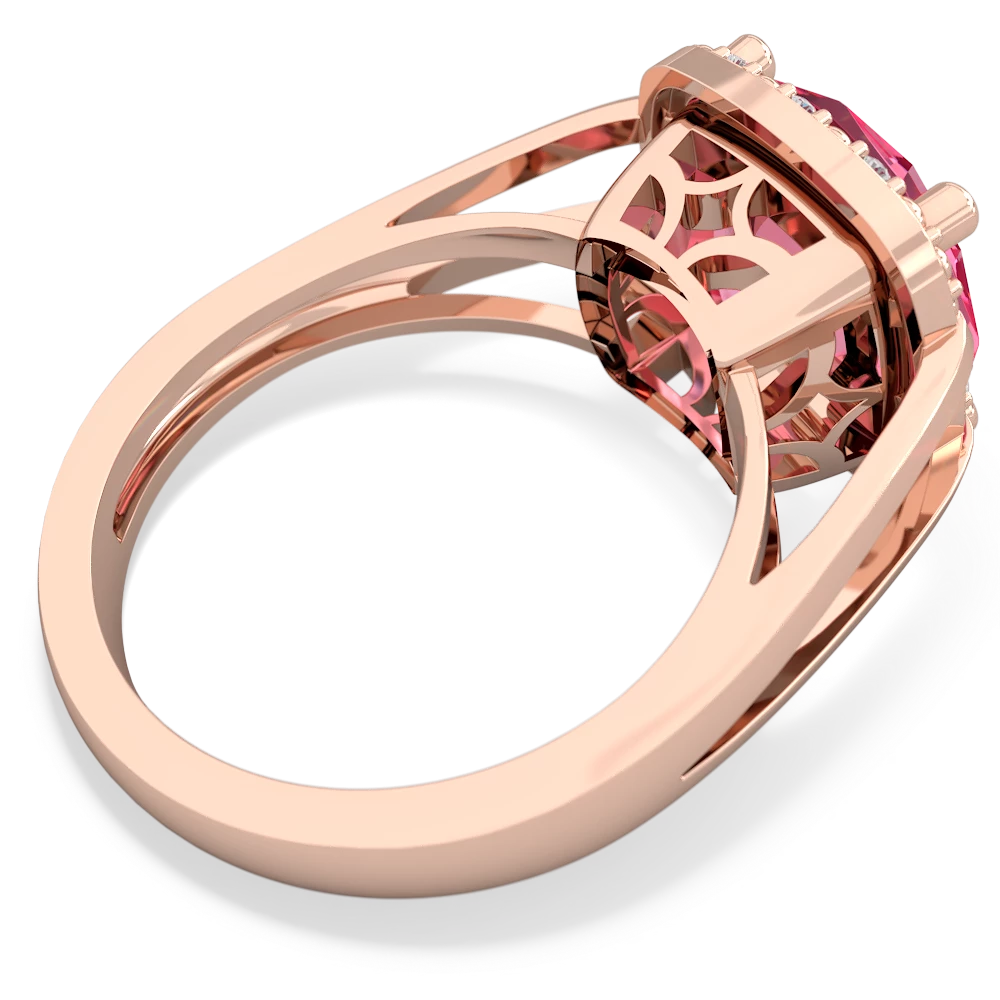 Lab Pink Sapphire Art Deco Cocktail 14K Rose Gold ring R2498