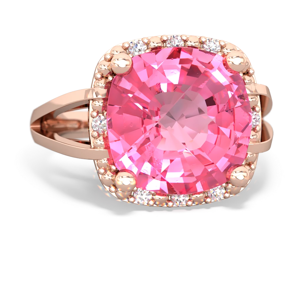 Lab Pink Sapphire Art Deco Cocktail 14K Rose Gold ring R2498