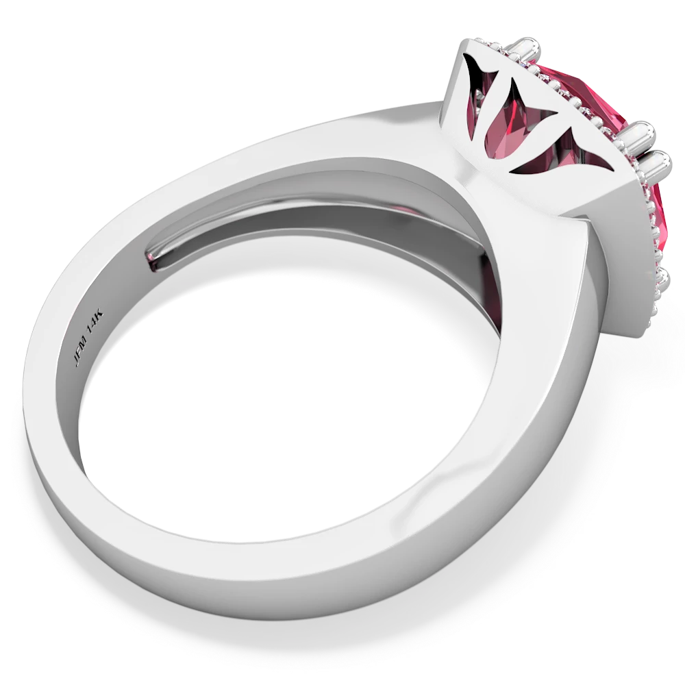 Lab Pink Sapphire Halo Cocktail 14K White Gold ring R2544