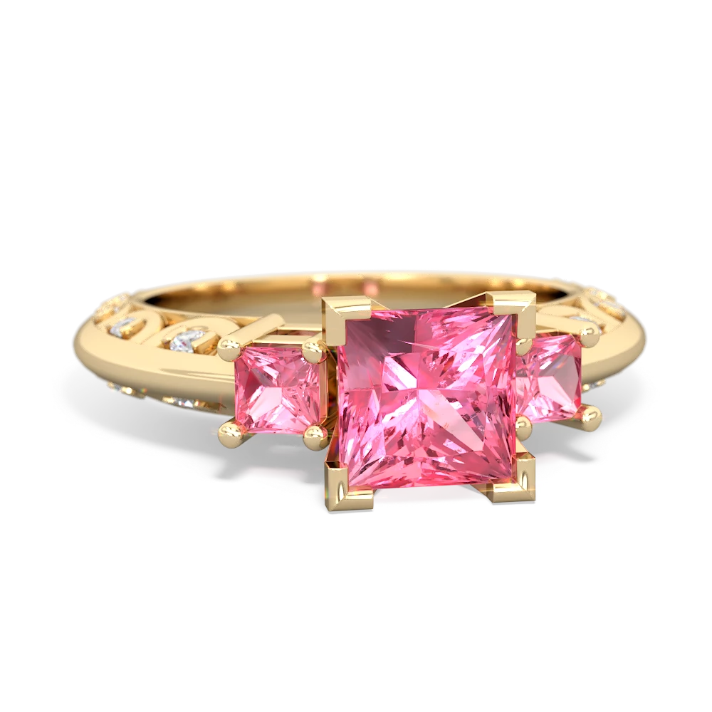 Lab Pink Sapphire Eternal Embrace Engagement 14K Yellow Gold ring C2001