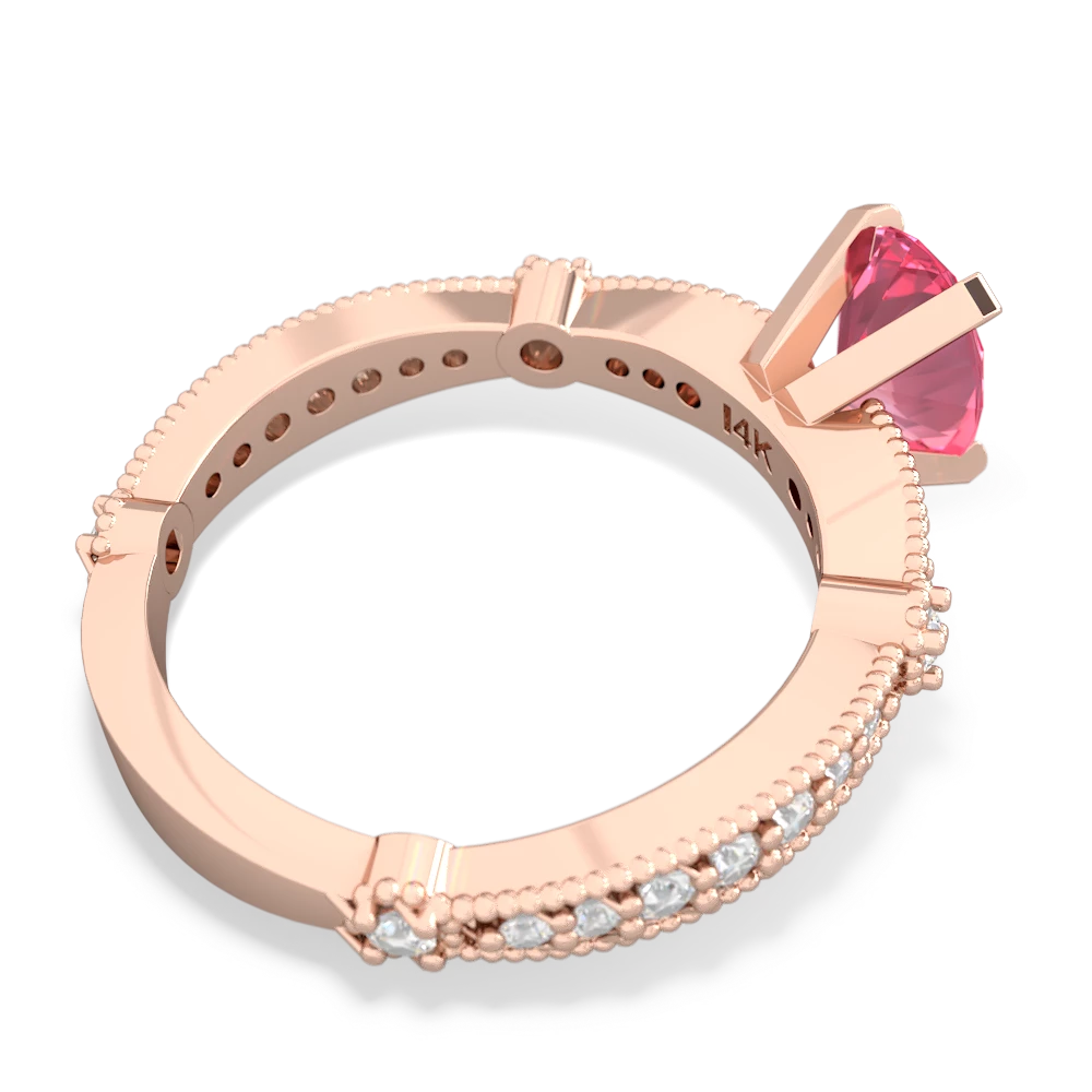 Lab Pink Sapphire Sparkling Tiara 8X6 Oval 14K Rose Gold ring R26298VL