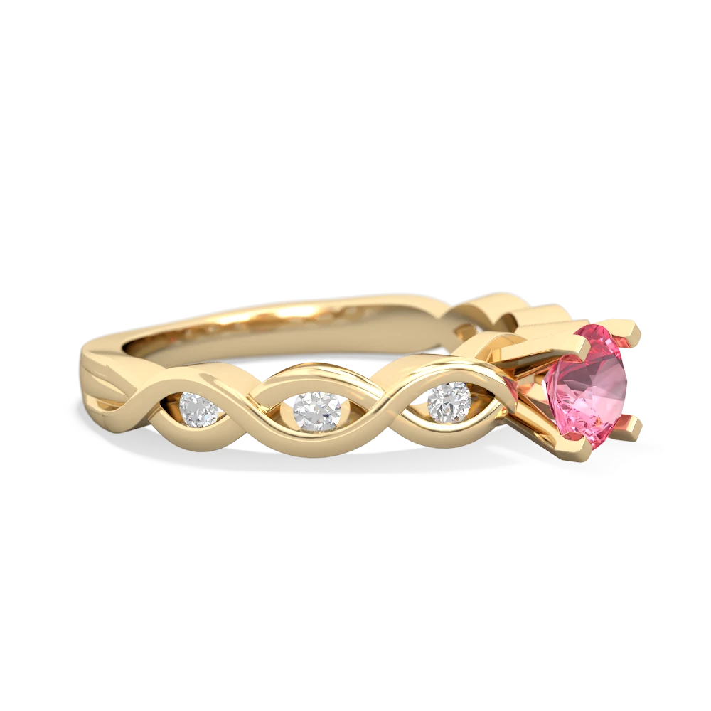 Lab Pink Sapphire Infinity 5Mm Round Engagement 14K Yellow Gold ring R26315RD