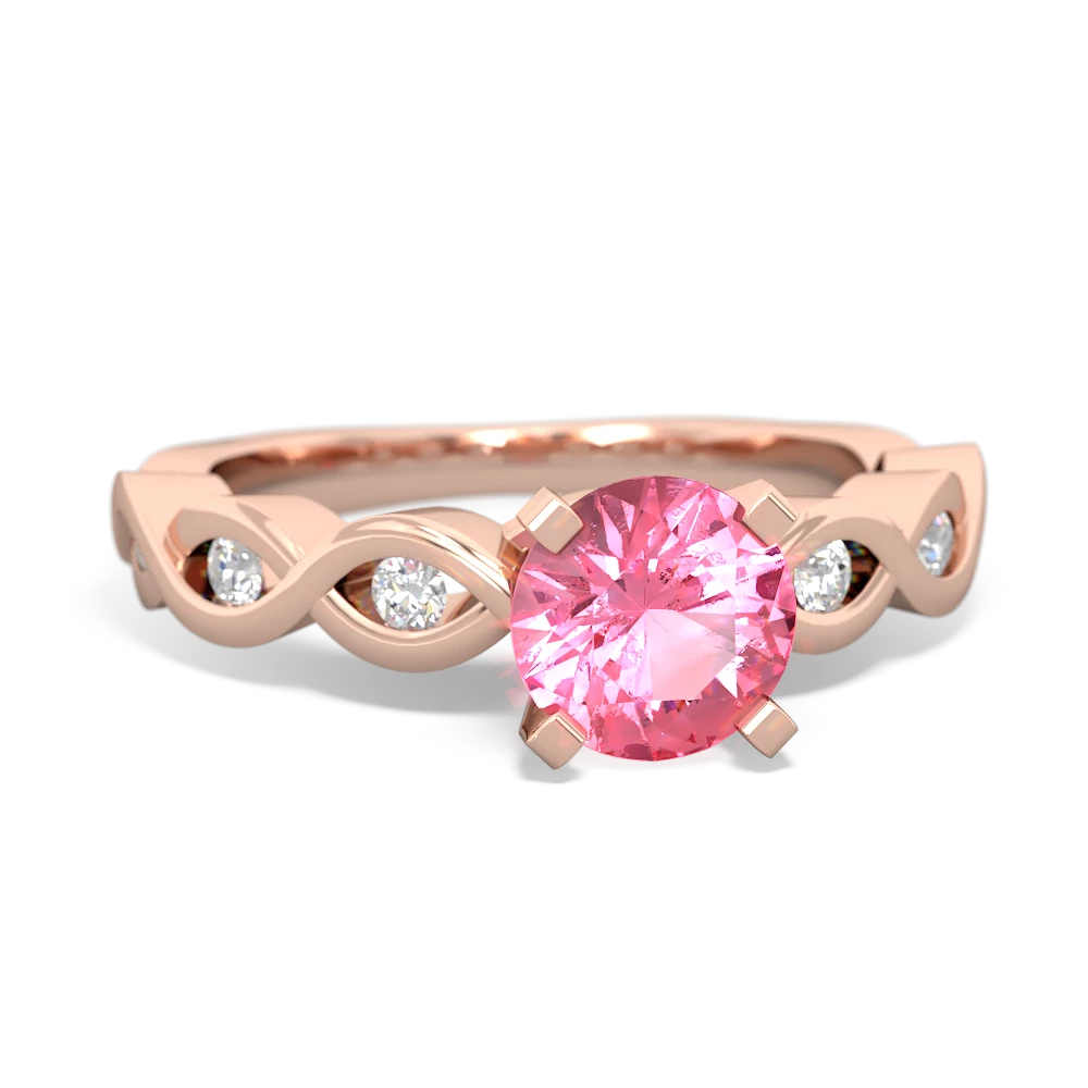 Lab Pink Sapphire Infinity 6Mm Round Engagement 14K Rose Gold ring R26316RD